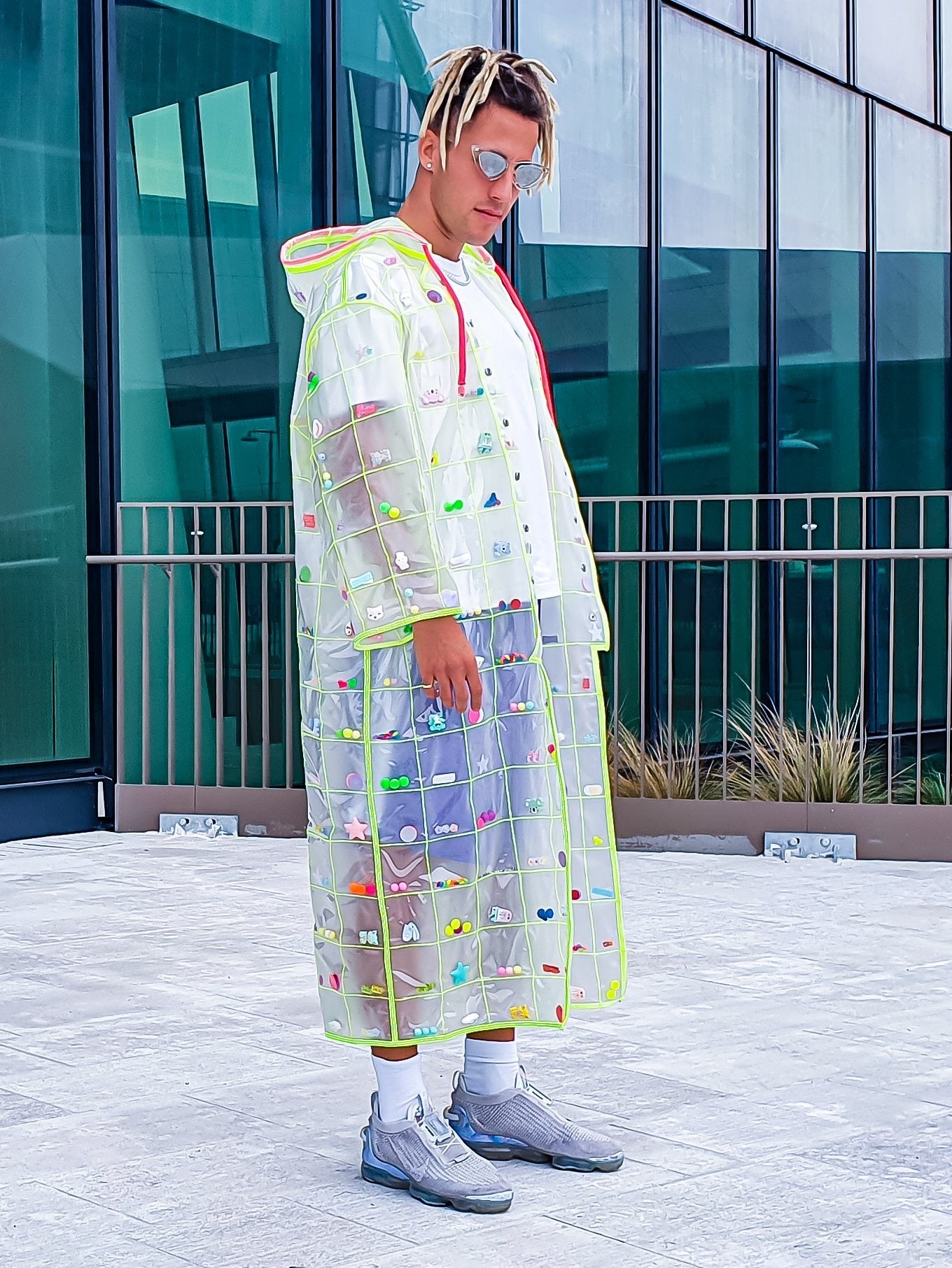 transparent raincoat street style